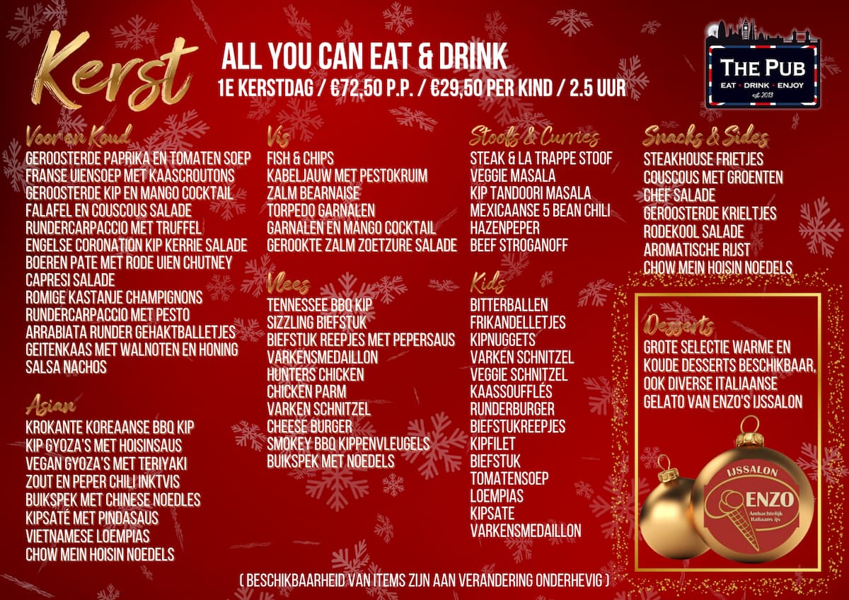 Kerstmenu The Pub 2025
